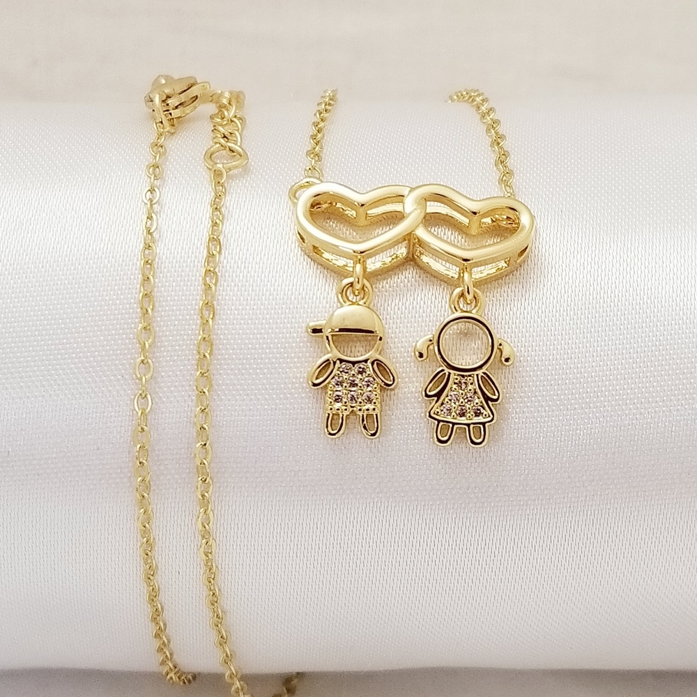 18K Gold Plated My Kids Heart Necklace. New